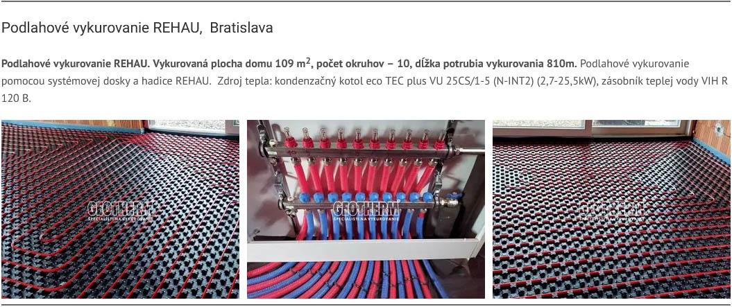 Podlahové vykurovanie REHAU inštalácia Bratislava